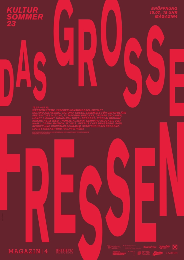 Poster in red with the lettering
                                          
