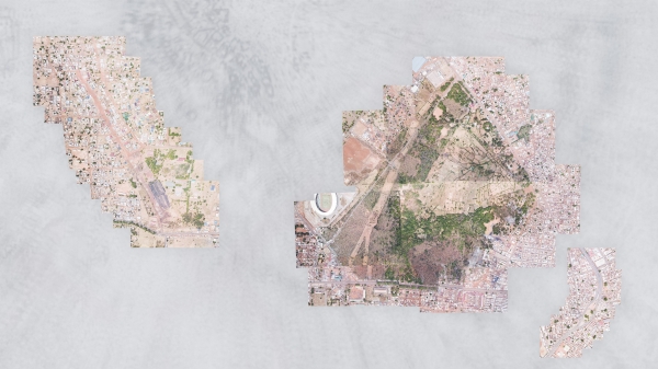 Eine fragmentieres Satellitenbild
                                          einer Stadt