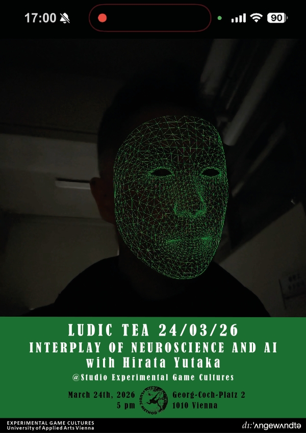Veranstaltungsplakat LUDIC TEA mit Yutaka Hirata: Das Zusammenspiel von Neurowissenschaft und KI 2026