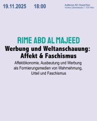 Event poster: Werbung und Weltanschauung: Affekt & Faschismus 