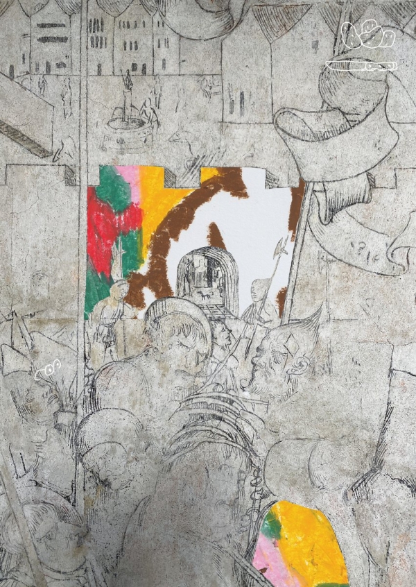 Bunte Zeichnung an
                                          Mauer